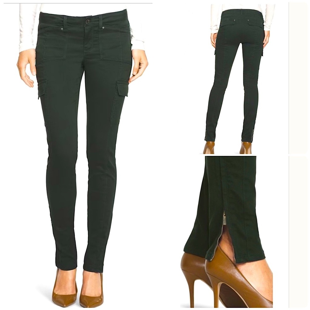 WHBM GREEN CARGO SKINNY JEANS